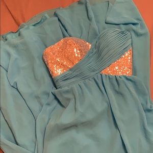 Christina Wu sequin chiffon strapless dress